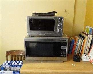 Microwave, toaster oven, cookbooks