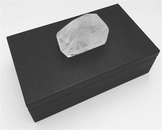 Assorted 10" x 6" x 3" steel boxes with a powder coat finish and carved white Quartz on top. Perfect for hiding the tv remote! Available in Champagne, Chocolate, Charcoal $48