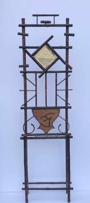 Vintage Victorian Bamboo umbrella stand with mirror $75