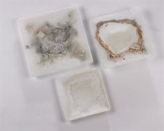 Calcite and Onyx serving plates 13.25" x 13.25" $25
11.25" x 11.25" $20 each 9.25" x 9.25" $15 each