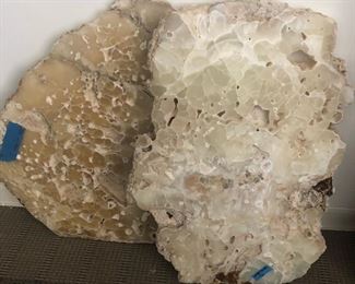 Large Calcite slabs in a beautiful cream or yellow. Perfect for tables slabs. Up to 36" across. Several available. $100 each