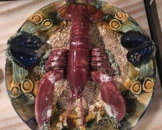 1940's Portugal Majolica lobster plates and crab plates $600 for large, $400 for medium, $300 for small