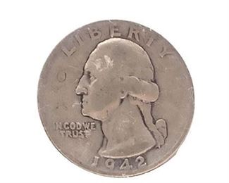 1942 Silver Quarter with Error