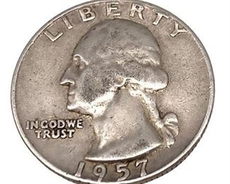 1957 Silver Quarter Light Edge Double Struck Denver Mint