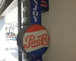 Retro Pepsi Cola light up galvanized sign. 