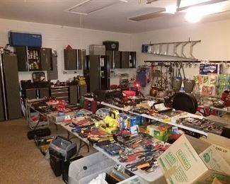 Garage is literally overflowing the space!! TONS of new, like new. No China here - mostly USA tools. 