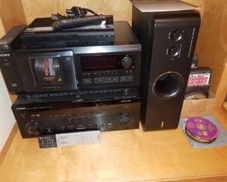 Yamaha / Sony stereo surround receiver / sub woofer / cd changer. 