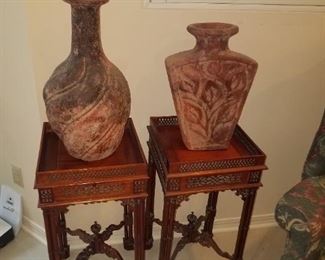 nice pair of matching ornate hand carved side tables. 
