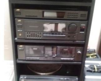 JVC Components: Turntable, CD Player, Receiver and two wireless speakers.