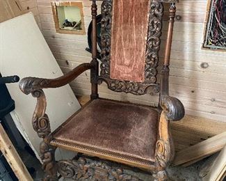 Very old 1800’s hand carved wooden mermaid chair