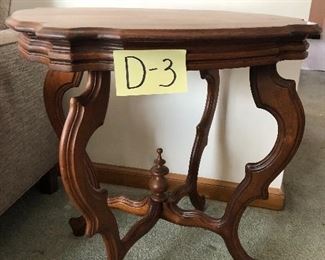D-3, Antique table, 28” tall, 26” wide, 21” deep, $45