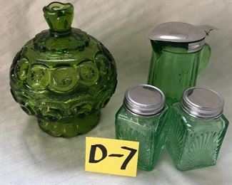 D-7, mixed green glass lot, new and vintage, $12,00