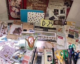 D-25, large collection of scrapbooking books, scissors, stamps, stickers, punches and paper, $28.00 all