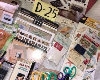 D-25, large collection of scrapbooking books, scissors, stamps, stickers,  punches and paper, $28.00 all