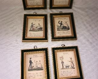 D-26, set of 6 velvet/wood framed vintage prints, $30 set
