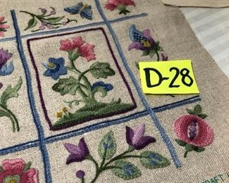 D-28, set of three embroidered panels ready for making pillows, $18.00 all