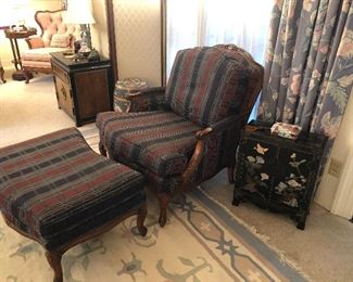 French Chair and a Half with Ottoman