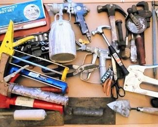 Large Household Garage Home Improvement Lot - Craftsman tools, Nu-Mark pneumatic Paint Sprayer, Pipe wrench, Vintage Hand Drill + more