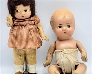 Vtg/Antique Composition Doll + Composition Baby Doll Infant