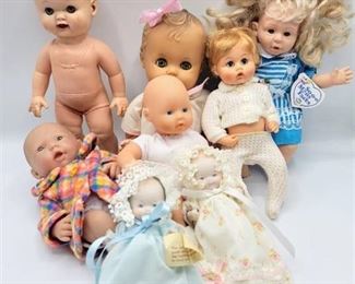 (8) Vintage Baby Dolls - Zapf Creations, Betty Bows Doll, Berenguer Babies, Amer. CHAR Doll + more