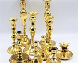 10 Piece Lot Hampton Brass Candlesticks