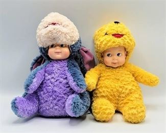 (2) Madame Alexander Peekaboo Babies - Winnie The Pooh + Eeyore