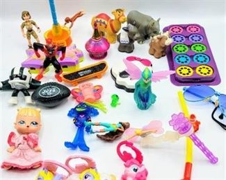 Large Lot of Vintage Toys - McDonald's Toys, Curious George, My Little Pony, Figurines, Disney Miniature Viewmaster slides + Mattel Animals