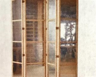 Century Furniture 
4 panel screen/room divider
Eglomise mirror 
poplar & primavera & brass hardware 
(4th panel not shown)
W 88”
D 1.75”
H 88”
Was $1350 Now $750