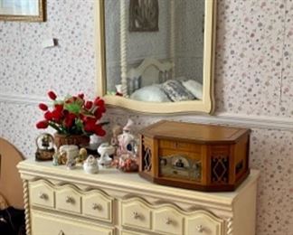 French Provincial dresser with mirror, Emerson record player