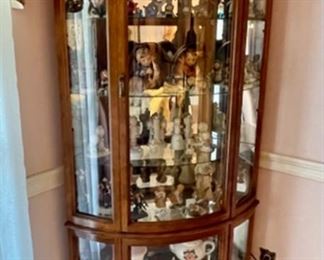 large lighted corner curio cabinet