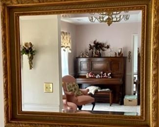 large beveled gold mirror