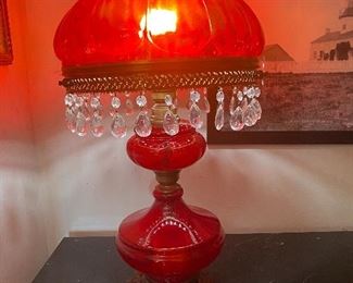 Ruby glass banquet lamp