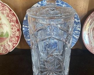 Cut glass large tall jar