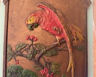 Large chalkware parrot wall plaque