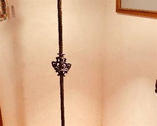 Charming antique bridge lamp with fluted glass shade