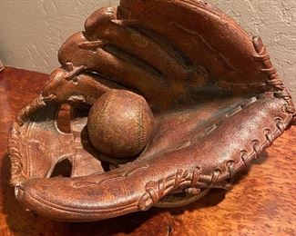 Cast Iron Baseball Glove and Ball ~ 2 Pieces