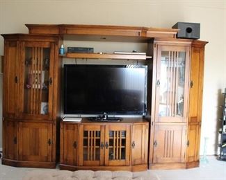 Mission Style Entertainment Center Pier Cabinet in 3 Sections