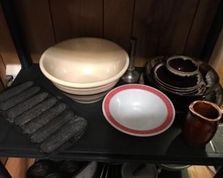 Cast iron, pottery mixing bowls, hull