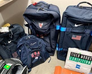 Large amount of actual USA Olympic Gear.
Suitcases, backpacks, clothing, apparel.
