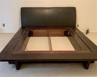 California King Wood Bed Frame with Leather Covering Headboard.
Very heavy. If you come, disassemble, and transport it out - it’s yours for only $25!