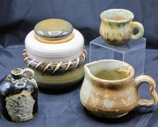 Assorted Vintage Pottery Glazed Lot Signed Pieces NA, Cindy Springer, Dean?