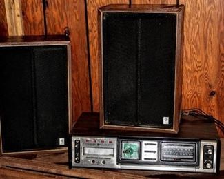 Vintage GE General Electric 8 Track Am/Fm Stereo Model SC4205 and (2) Speakers