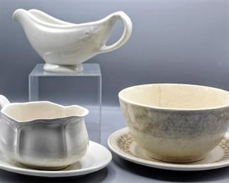 Vintage WWII U.S.Q.M.C. Gravy Boat, Vintage Mayer Oval China, Federalist Ironstone Gravy Boat, Syracuse China Plate 9-J, Glazed Pottery Bowl