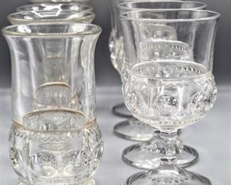 Tiffin Franciscan Kings Crown Thumbprint Clear Glasses (2) Sets of 4 Glasses - Total of 8 Pieces