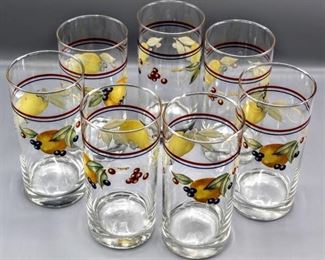 Vintage Corelle Abundance Fruit Motif Drinking Glasses (7)