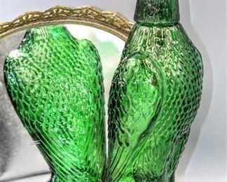 Vintage Eagle Decanter Eagle Shaped Bottle Amber American Bald Eagle Liquor Bottle Green Colored Bottle Vintage Barware Mid Century Modern