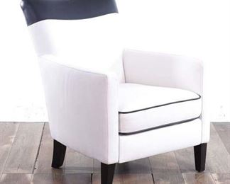 White Accent Armchair With Black Stripe
