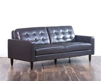 Two-Section Dark Grey Faux Leather Sofa