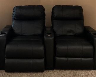 Electric Leather Reclining Theater Chair (as is)
