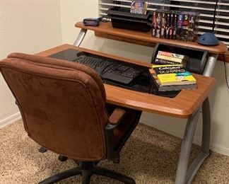 Computer Desk, Office Chair, Desk Lamp, Keyboard and Mouse